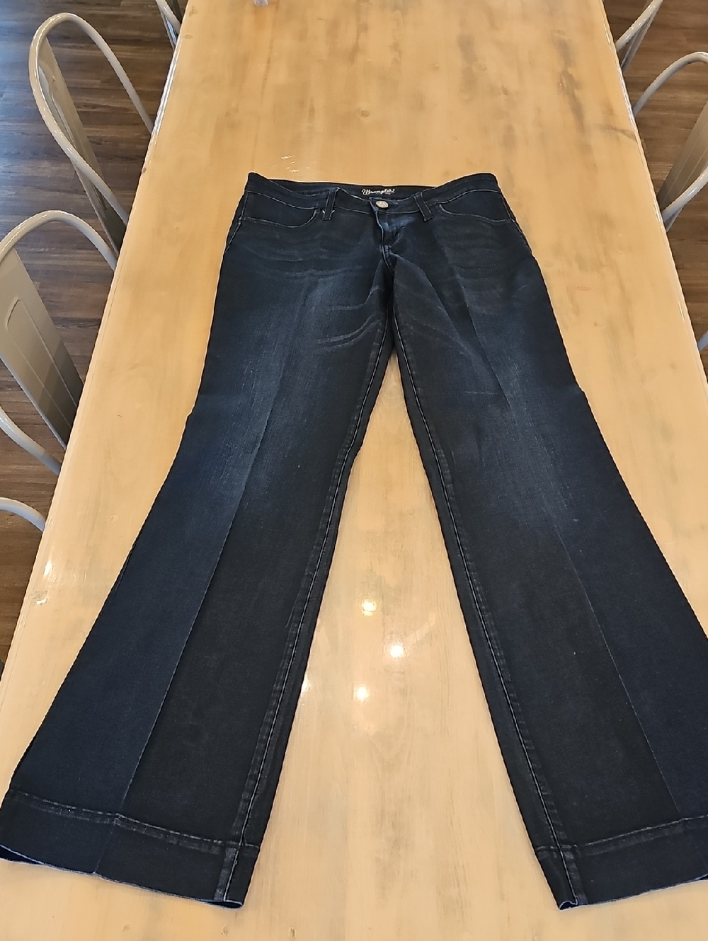 Wrangler Dark Blue Womens Flared Jeans Slack 7/8×36